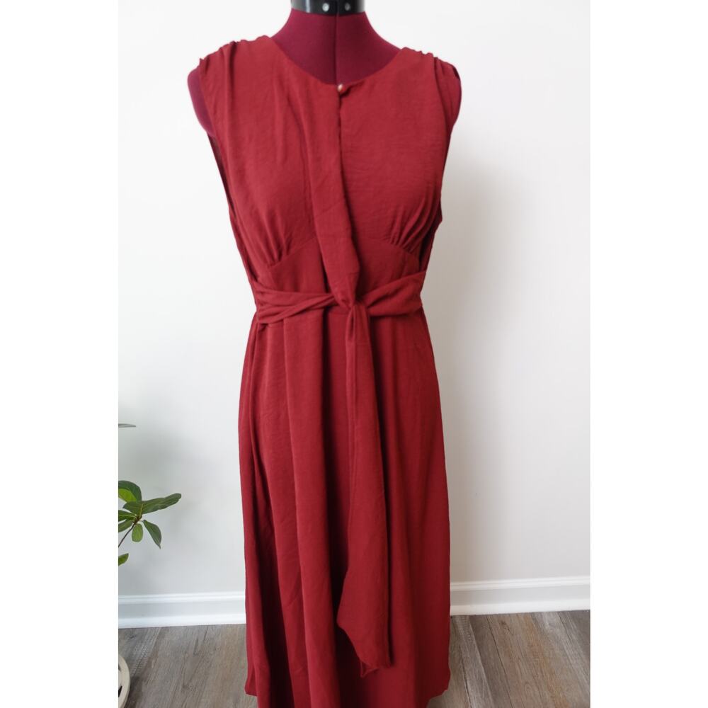 Vacation Resort Wear Burgundy Midi Dress Size Medium